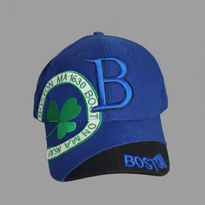 Blue Boston Cap with Shamrock Design